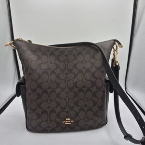 Coach Pinnie Singature Coated Canvas Shouldr Bag
